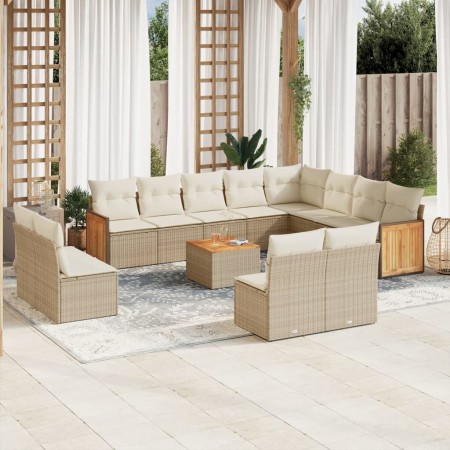 Set sofás de jardín con cojines 13 pzas ratán sintético beige de , Conjuntos de jardín - Ref: Foro24-3228158, Precio: 811,00 ...