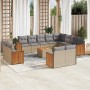 Set sofás de jardín con cojines 13 pzas ratán sintético beige de , Conjuntos de jardín - Ref: Foro24-3228201, Precio: 831,38 ...