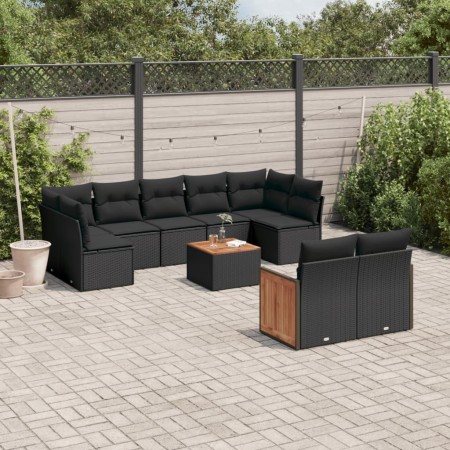 Set de sofás de jardín 10 pzas cojines ratán sintético negro de , Conjuntos de jardín - Ref: Foro24-3227973, Precio: 603,71 €...