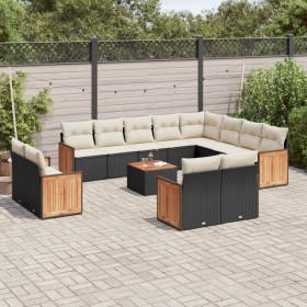 Set de sofás de jardín y cojines 13 pzas ratán sintético negro de , Conjuntos de jardín - Ref: Foro24-3228198, Precio: 803,09...