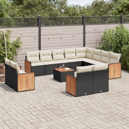 Set de sofás de jardín y cojines 13 pzas ratán sintético negro de , Conjuntos de jardín - Ref: Foro24-3228198, Precio: 803,09...