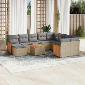 Set de sofás de jardín 11pzas con cojines ratán sintético beige by , Garden sets - Ref: Foro24-3228243, Price: 655,67 €, Disc...