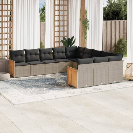 Set de sofás de jardín 11 pzas y cojines ratán sintético gris de , Conjuntos de jardín - Ref: Foro24-3228111, Precio: 650,82 ...