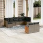 Set de muebles de jardín 9 pzas y cojines ratán sintético gris de , Conjuntos de jardín - Ref: Foro24-3227971, Precio: 539,47...