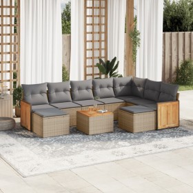 Juego de sofás jardín con cojines beige 10 pzas ratán sintético de , Conjuntos de jardín - Ref: Foro24-3228229, Precio: 542,4...