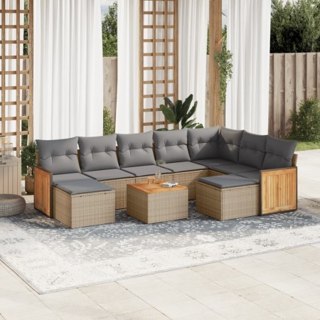 Juego de sofás jardín con cojines beige 10 pzas ratán sintético de , Conjuntos de jardín - Ref: Foro24-3228229, Precio: 542,4...