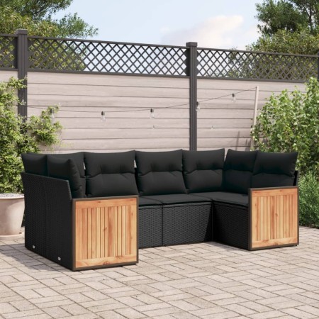 Set de sofás de jardín 6 piezas y cojines ratán sintético negro de , Conjuntos de jardín - Ref: Foro24-3227938, Precio: 398,3...