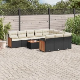 Set de sofás de jardín 11 pzas y cojines ratán sintético negro de , Conjuntos de jardín - Ref: Foro24-3228023, Precio: 639,35...
