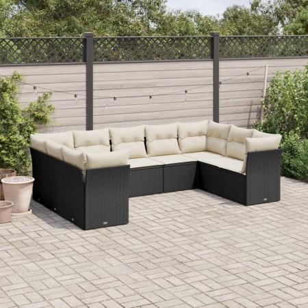 Set de sofás de jardín 8 piezas y cojines ratán sintético negro de , Conjuntos de jardín - Ref: Foro24-3218126, Precio: 497,9...
