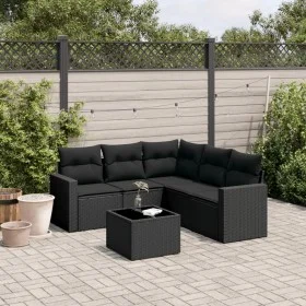Set de sofás de jardín 6 piezas y cojines ratán sintético negro by , Garden sets - Ref: Foro24-3218945, Price: 396,12 €, Disc...