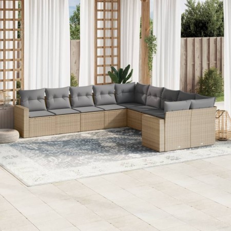 Juego de sofás jardín con cojines beige 10 pzas ratán sintético de , Conjuntos de jardín - Ref: Foro24-3219499, Precio: 635,2...