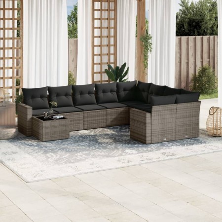 Set de sofás de jardín 10 pzas con cojines ratán sintético gris de , Conjuntos de jardín - Ref: Foro24-3219450, Precio: 577,4...