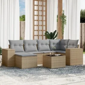 Set sofás de jardín 7 piezas y cojines ratán sintético beige de , Conjuntos de jardín - Ref: Foro24-3222868, Precio: 442,15 €...