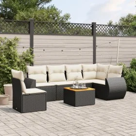 Set de comedor de jardín 7 pzas y cojines ratán sintético negro de , Conjuntos de jardín - Ref: Foro24-3225027, Precio: 432,5...