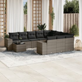 Set de sofás de jardín 11 pzas y cojines ratán sintético gris de , Conjuntos de jardín - Ref: Foro24-3223129, Precio: 657,04 ...