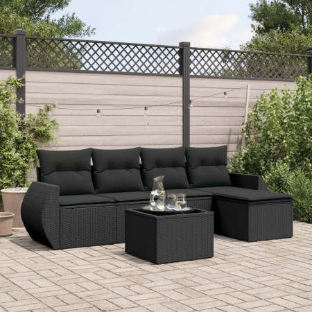 Set de sofás de jardín 6 piezas y cojines ratán sintético negro de , Conjuntos de jardín - Ref: Foro24-3221294, Precio: 356,6...