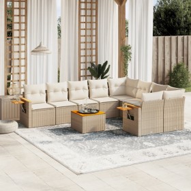 Juego de sofás jardín con cojines beige 10 pzas ratán sintético de , Conjuntos de jardín - Ref: Foro24-3227150, Precio: 673,5...