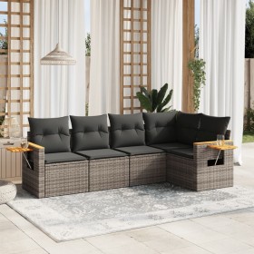 Juego de sofás jardín con cojines 5 pzas ratán sintético gris de , Conjuntos de jardín - Ref: Foro24-3226788, Precio: 326,66 ...