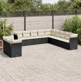 Set de sofás de jardín 11 pzas y cojines ratán sintético negro de , Conjuntos de jardín - Ref: Foro24-3217876, Precio: 669,76...