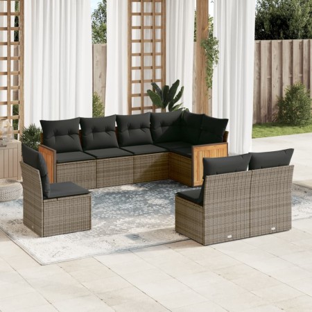 Set de sofás de jardín 8 pzas y cojines ratán sintético gris de , Conjuntos de jardín - Ref: Foro24-3227726, Precio: 473,64 €...