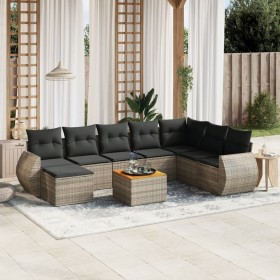 Set de muebles de jardín 9 pzas y cojines ratán sintético gris de , Conjuntos de jardín - Ref: Foro24-3225143, Precio: 534,61...
