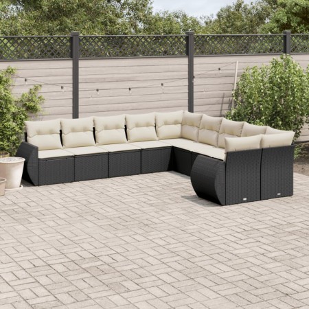 Set de sofás de jardín 10 pzas cojines ratán sintético negro de , Conjuntos de jardín - Ref: Foro24-3254243, Precio: 605,91 €...