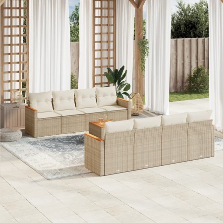 Set de sofás de jardín 9 pzas con cojines ratán sintético beige de , Conjuntos de jardín - Ref: Foro24-3258222, Precio: 580,6...