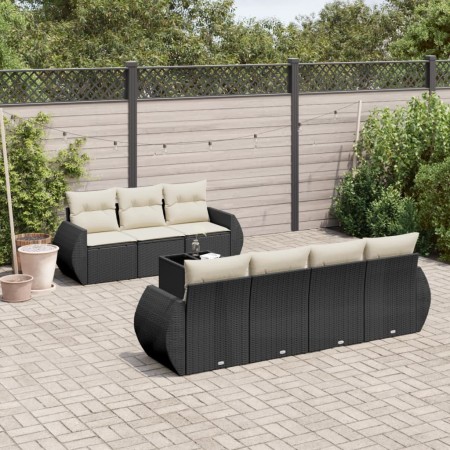 Set de sofás de jardín 8 piezas y cojines ratán sintético negro de , Conjuntos de jardín - Ref: Foro24-3221125, Precio: 508,4...