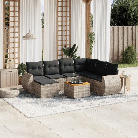 Set de sofás de jardín 8 pzas y cojines ratán sintético gris de , Conjuntos de jardín - Ref: Foro24-3225122, Precio: 475,36 €...