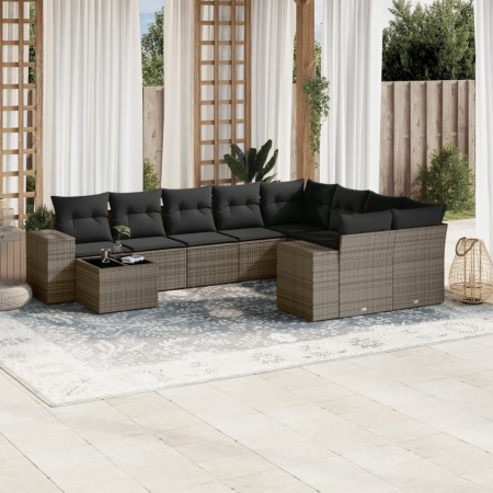 Set de sofás de jardín 10 pzas con cojines ratán sintético gris de , Conjuntos de jardín - Ref: Foro24-3223059, Precio: 602,4...