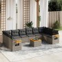 Set de sofás de jardín 11 pzas y cojines ratán sintético gris de , Conjuntos de jardín - Ref: Foro24-3227173, Precio: 644,22 ...