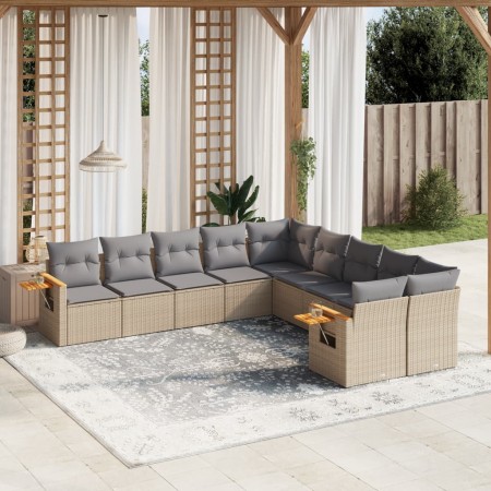 Juego de sofás jardín con cojines beige 10 pzas ratán sintético de , Conjuntos de jardín - Ref: Foro24-3259595, Precio: 632,2...
