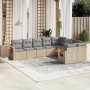 Set de sofás de jardín 9 pzas con cojines ratán sintético beige de , Conjuntos de jardín - Ref: Foro24-3227144, Precio: 543,3...