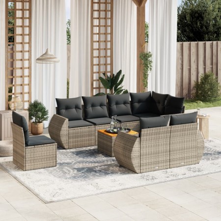 Set de muebles de jardín 9 pzas y cojines ratán sintético gris de , Conjuntos de jardín - Ref: Foro24-3225101, Precio: 601,15...
