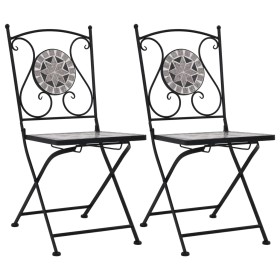 Sillas bistró de mosaico 2 unidades gris de vidaXL, Sillas de jardín - Ref: Foro24-46716, Precio: 148,36 €, Descuento: %