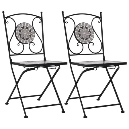Sillas bistró de mosaico 2 unidades gris de vidaXL, Sillas de jardín - Ref: Foro24-46716, Precio: 146,24 €, Descuento: %
