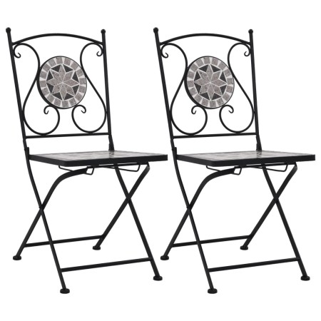 Sillas bistró de mosaico 2 unidades gris de vidaXL, Sillas de jardín - Ref: Foro24-46716, Precio: 148,36 €, Descuento: %