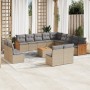 Set sofás de jardín 14 pzas con cojines ratán sintético beige de , Conjuntos de jardín - Ref: Foro24-3260575, Precio: 848,43 ...