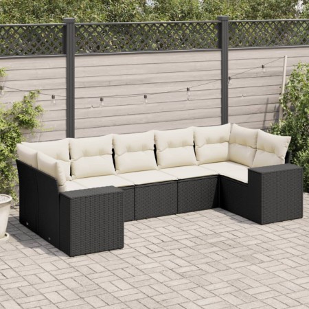 Set de comedor de jardín 7 pzas y cojines ratán sintético negro de , Conjuntos de jardín - Ref: Foro24-3222985, Precio: 429,3...