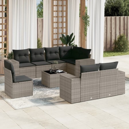 Set de muebles de jardín 9 pzas y cojines ratán sintético gris de , Conjuntos de jardín - Ref: Foro24-3222849, Precio: 599,97...