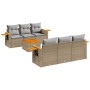 Set sofás de jardín 7 piezas y cojines ratán sintético beige de , Conjuntos de jardín - Ref: Foro24-3226633, Precio: 454,28 €...