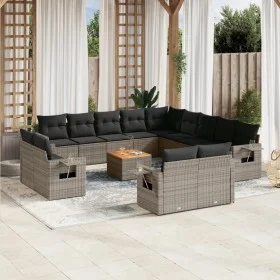 Set de sofás de jardín 14 pzas con cojines ratán sintético gris by , Modular outdoor sofas - Ref: Foro24-3224842, Price: 914,...