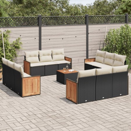 Set de sofás de jardín y cojines 13 pzas ratán sintético negro de , Conjuntos de jardín - Ref: Foro24-3227519, Precio: 816,22...