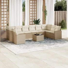 Set de sofás de jardín 11pzas con cojines ratán sintético beige by , Modular outdoor sofas - Ref: Foro24-3251815, Price: 719,...