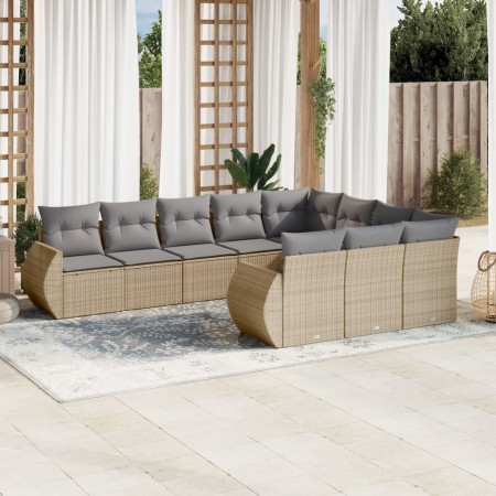 Juego de sofás jardín con cojines beige 10 pzas ratán sintético de , Sofás modulares de exterior - Ref: Foro24-3221888, Preci...