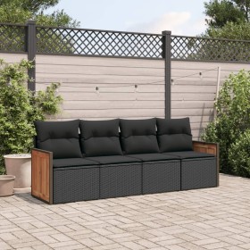 Juego de sofás jardín 4 pzas con cojines ratán sintético negro de , Conjuntos de jardín - Ref: Foro24-3227448, Precio: 252,99...
