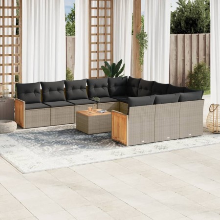 Set de sofás de jardín 12 pzas con cojines ratán sintético gris de , Conjuntos de jardín - Ref: Foro24-3228118, Precio: 690,7...