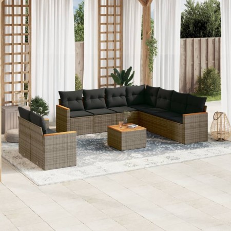 Set de sofás de jardín 10 pzas con cojines ratán sintético gris de , Conjuntos de jardín - Ref: Foro24-3258511, Precio: 611,7...