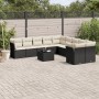 Set de sofás de jardín 11 pzas y cojines ratán sintético negro de , Conjuntos de jardín - Ref: Foro24-3250085, Precio: 635,58...