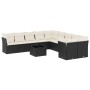 Set de sofás de jardín 11 pzas y cojines ratán sintético negro de , Conjuntos de jardín - Ref: Foro24-3250085, Precio: 635,58...